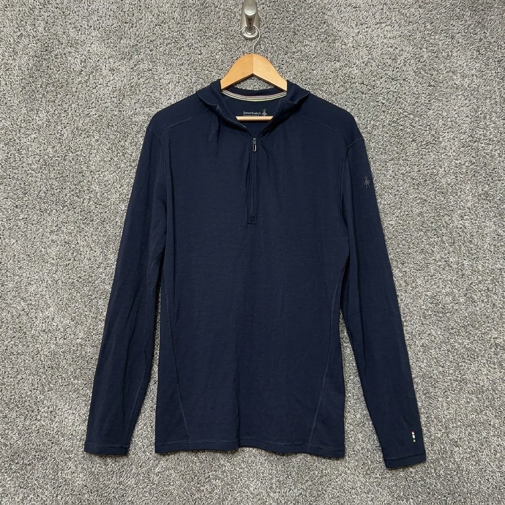 Smartwool Mens Classic All-Season Merino Base Layer 1/4 Zip Navy SW002821 L
